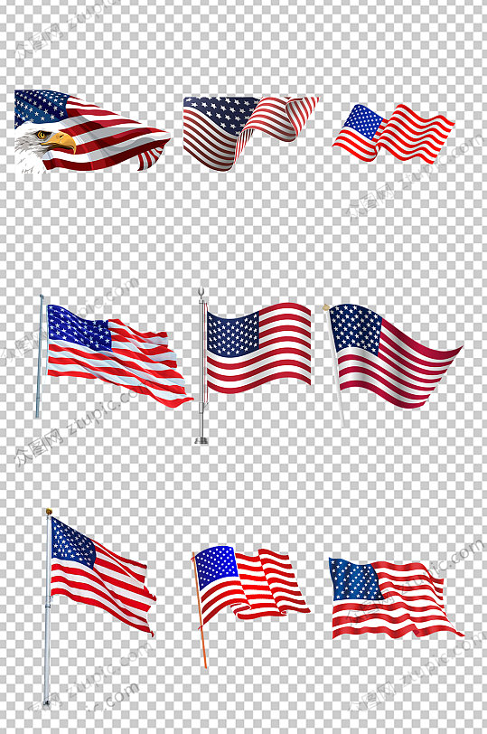 美国旗帜PNG免扣元素
