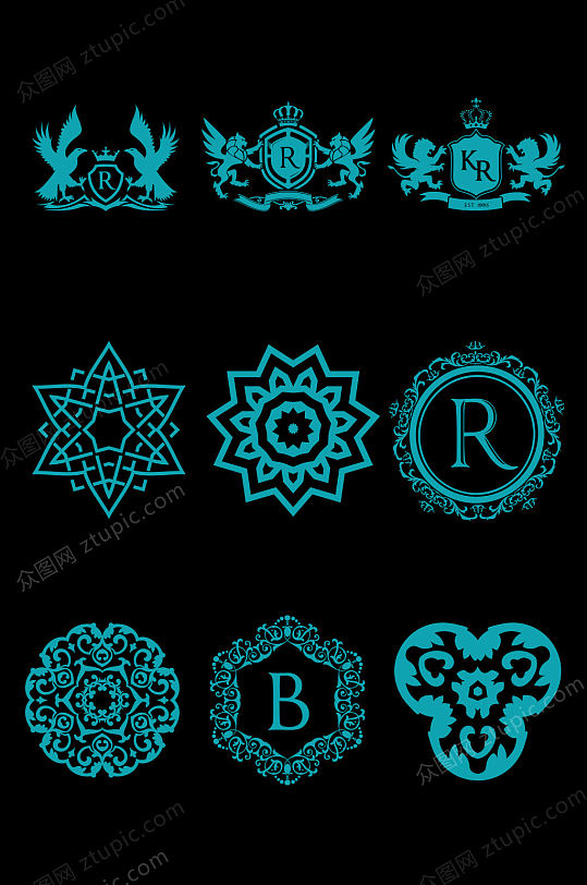 欧式装饰花纹图标元素