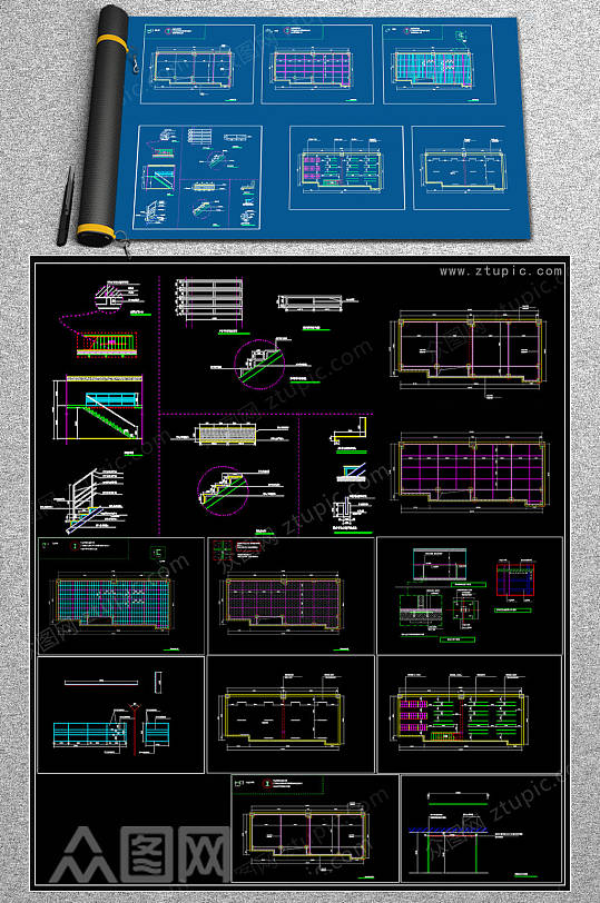 最齐钢架CAD素材-众图网