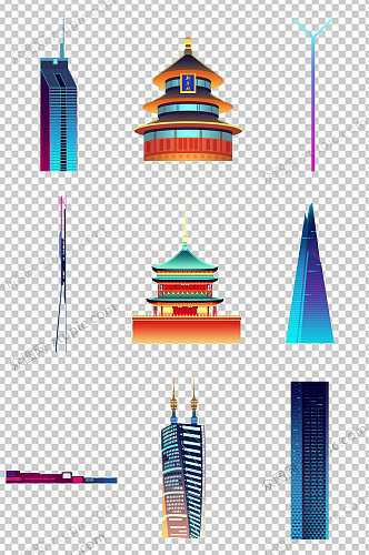 北京城市剪影免抠素材 元素