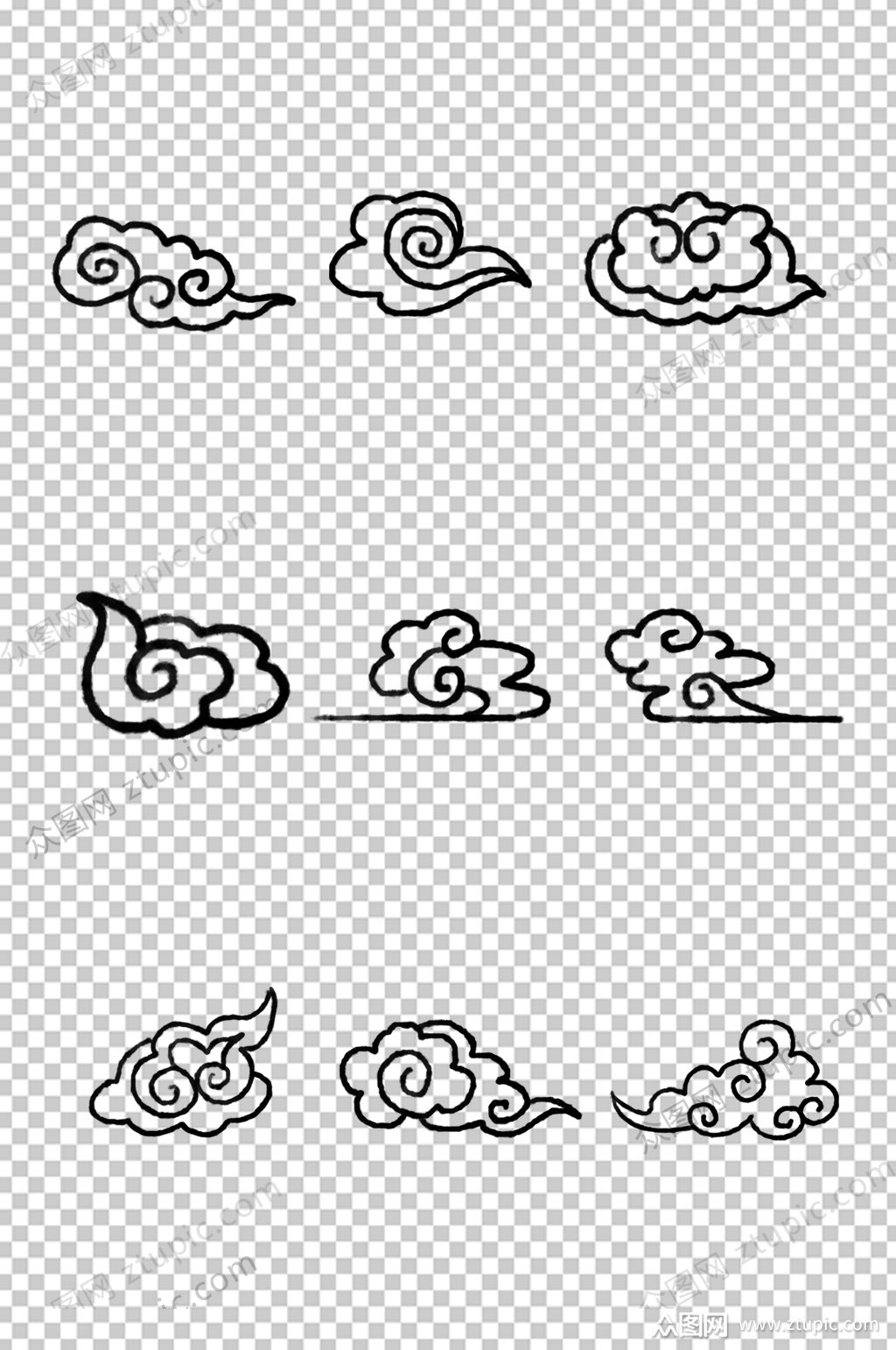 中国风黑色祥云png