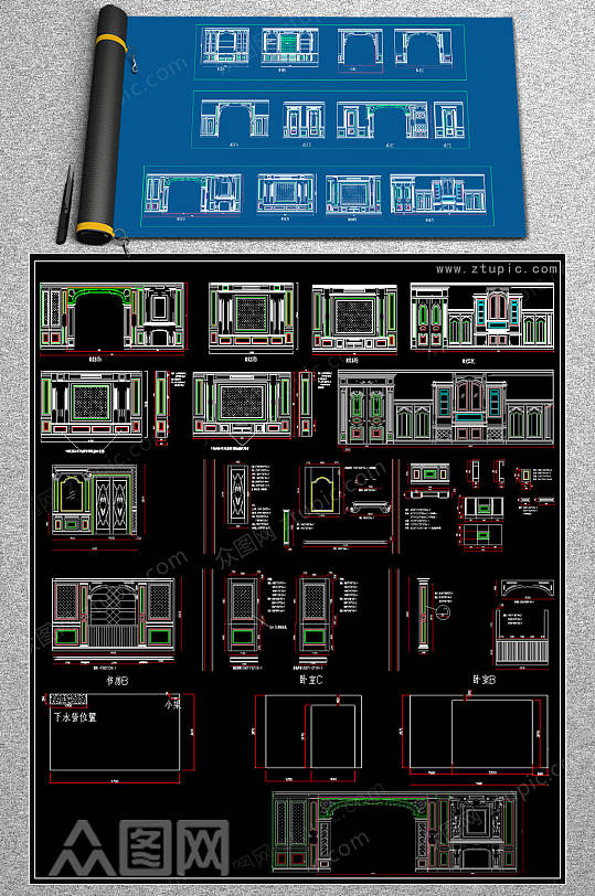整木展厅CAD详图-众图网
