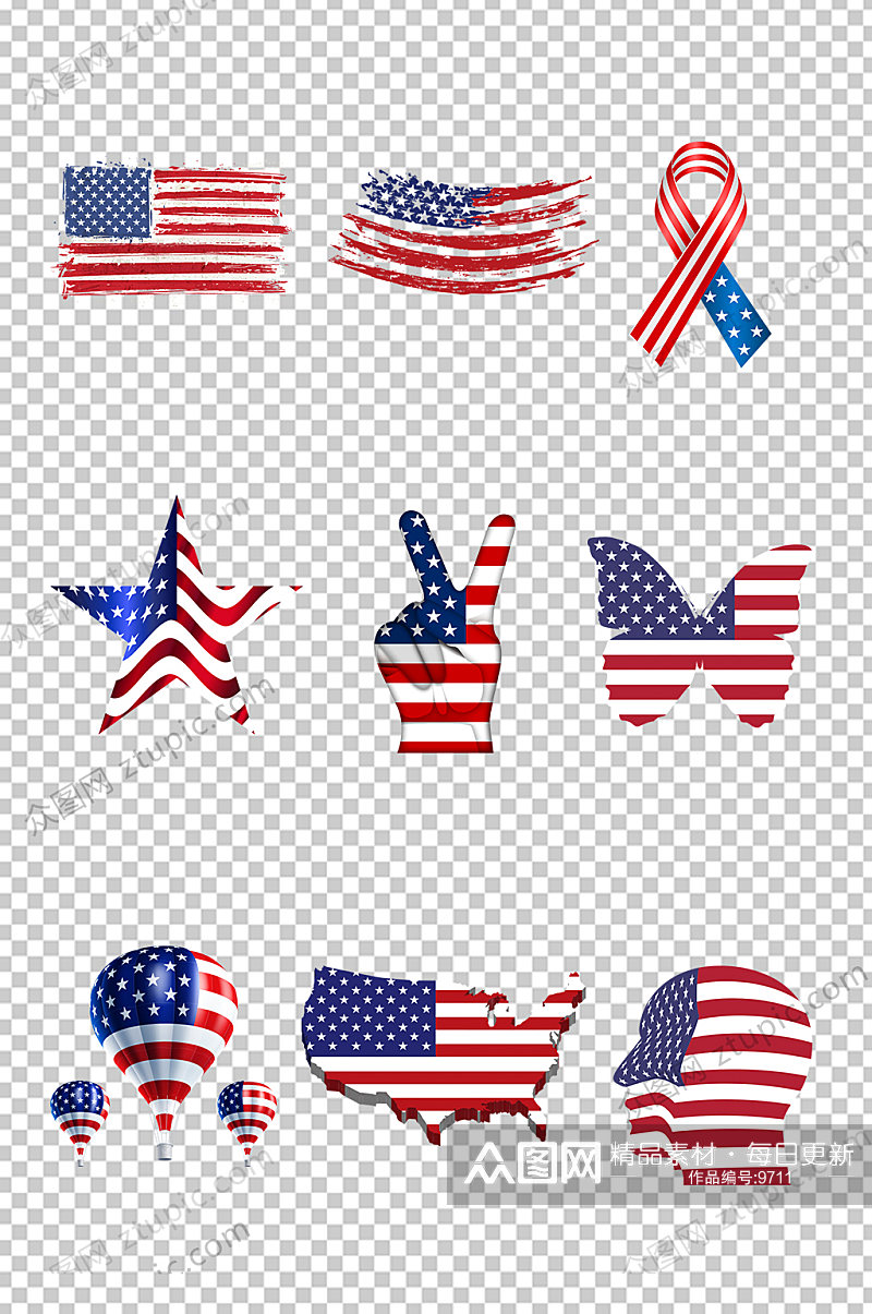 抽象美国旗帜延展素材PNG素材