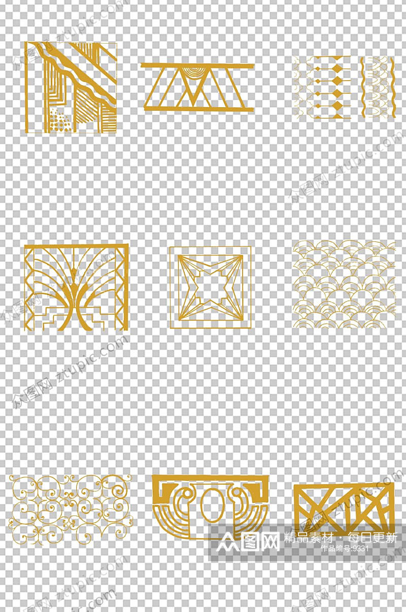 高贵金色边框免抠元素素材