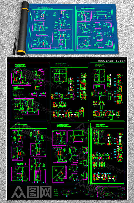 新款平开窗CAD施工图-众图网