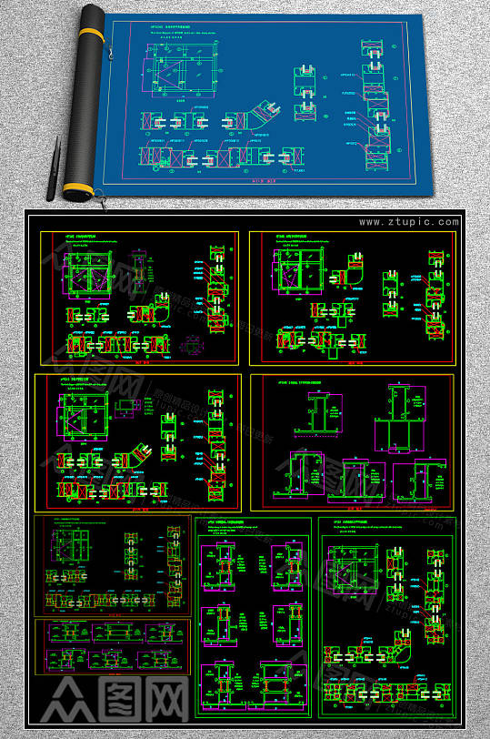最齐平开窗CAD图库-众图网