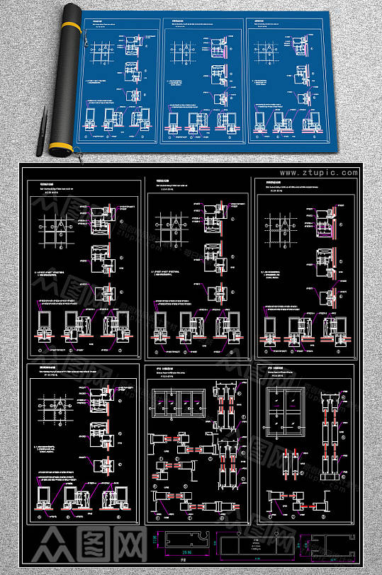 定制推窗CAD立面图-众图网