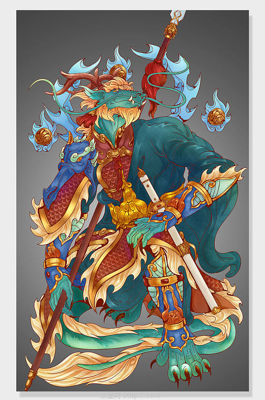 传统十二生肖辰龙插画