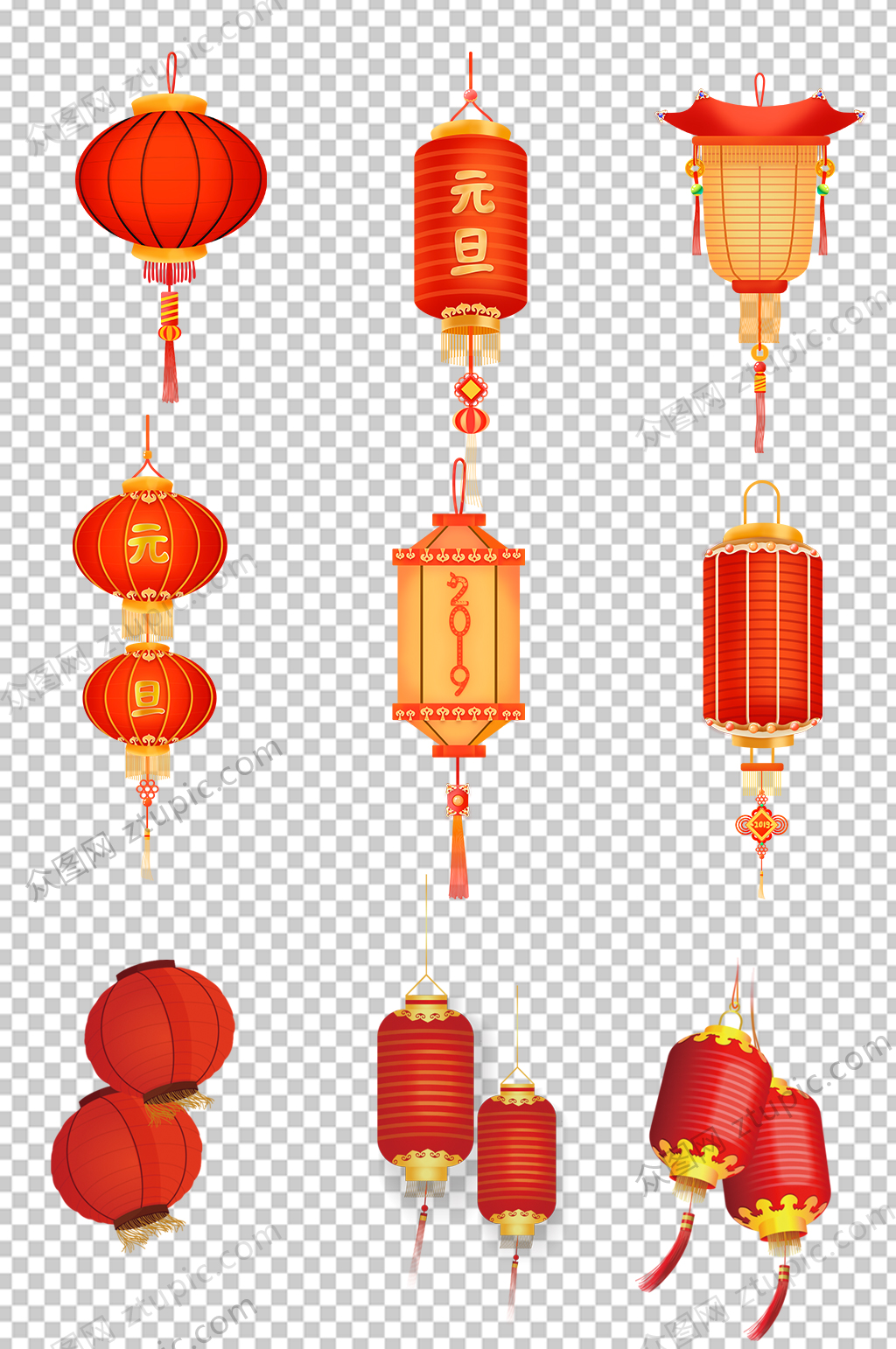 免抠小元素灯笼PNG素材