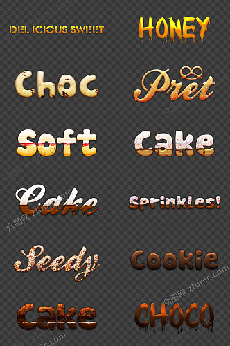 巧克力糖果饼干字体特效