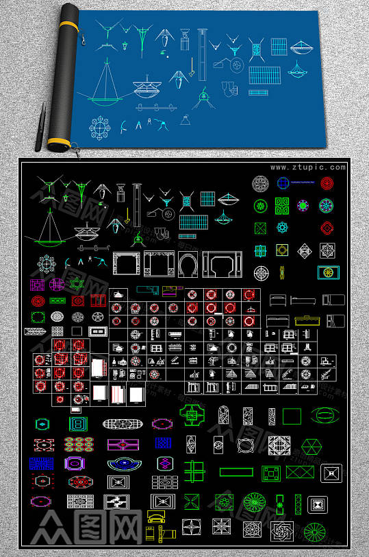 原创灯具CAD图库-众图网