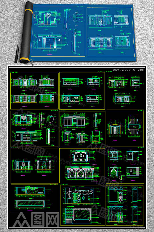 整套饭馆CAD图库-众图网