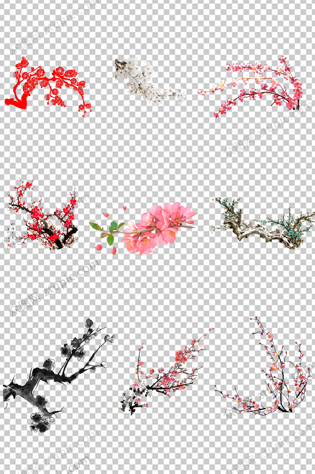 梅花免扣PNG元素素材