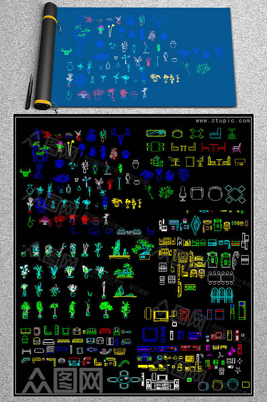 整套植物CAD图块-众图网