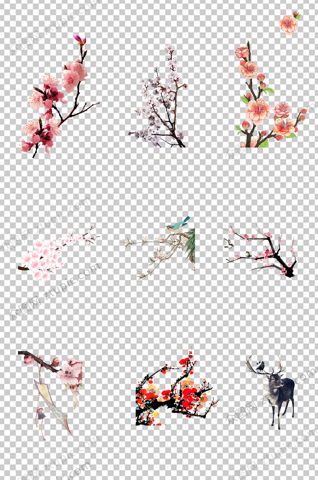 素材梅花免扣PNG素材