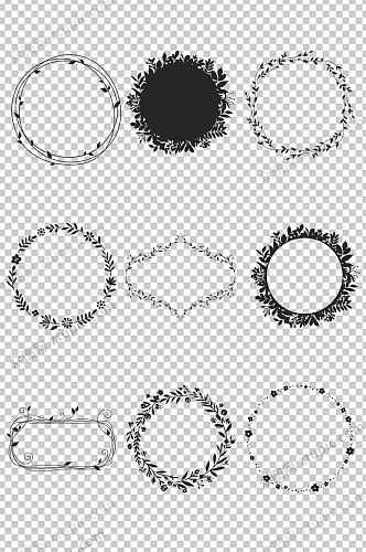 几何框框花圈免扣PNG元素