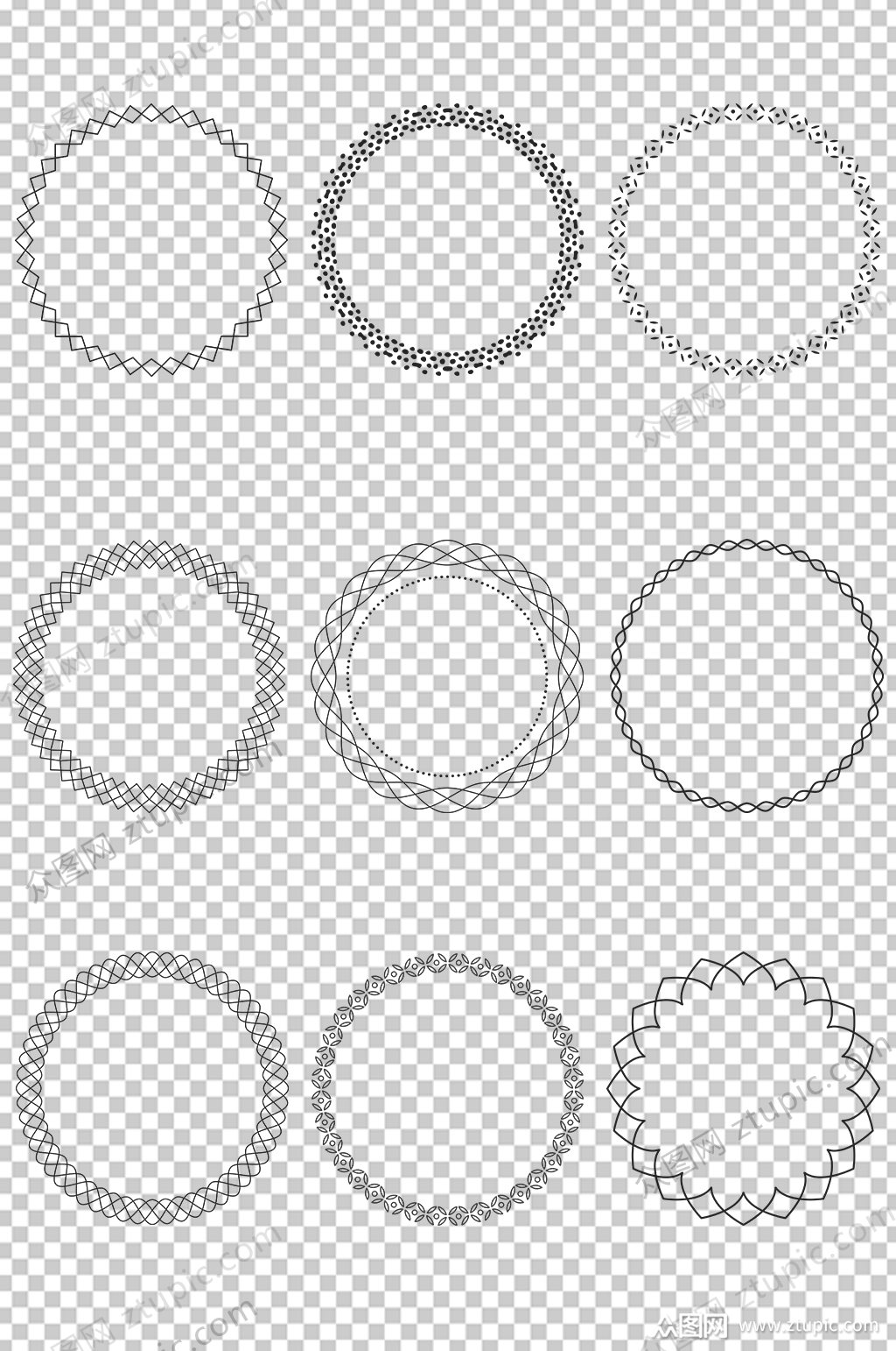 欧式花纹圆形花圈素材