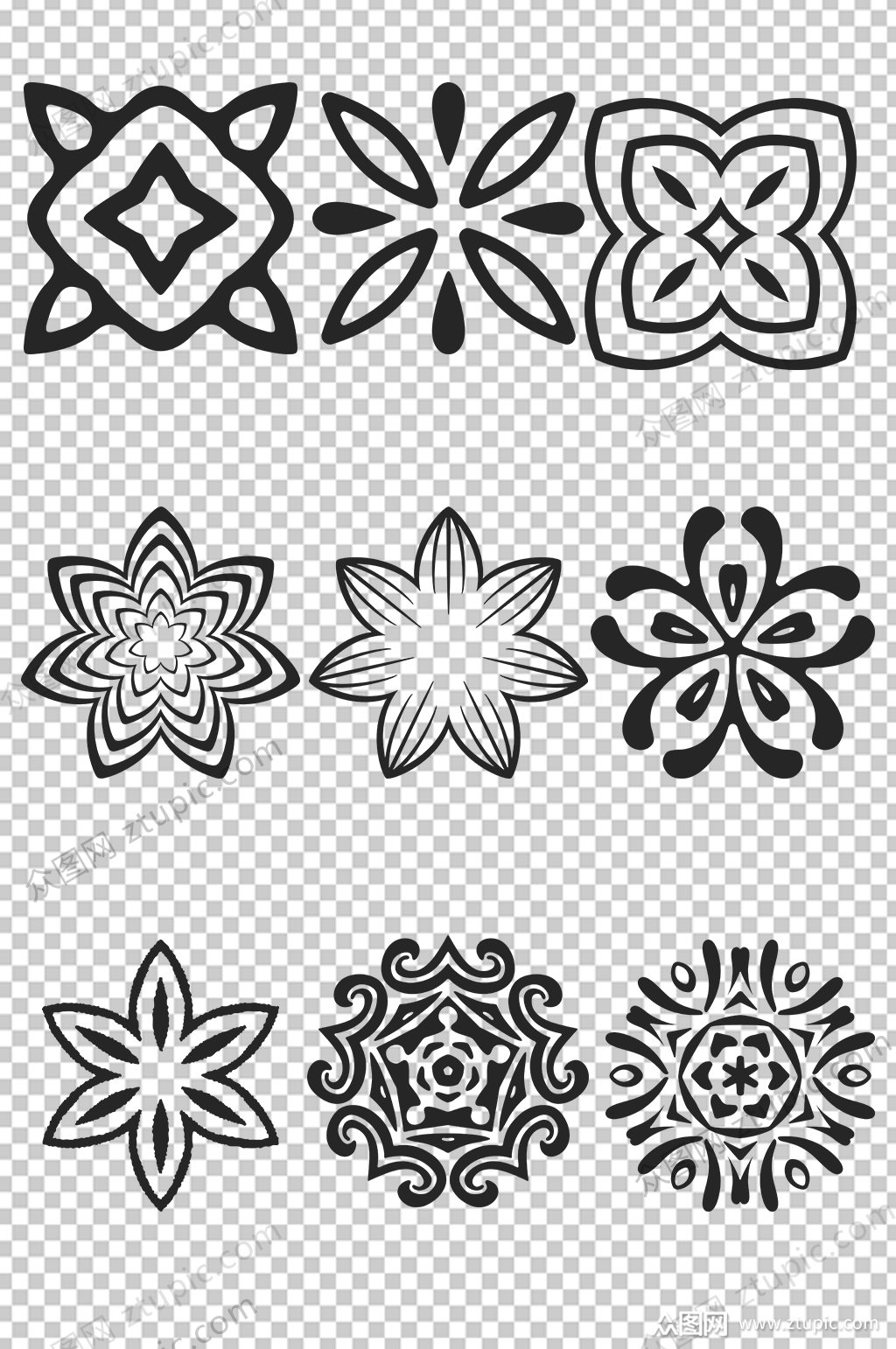 几何花朵免扣png