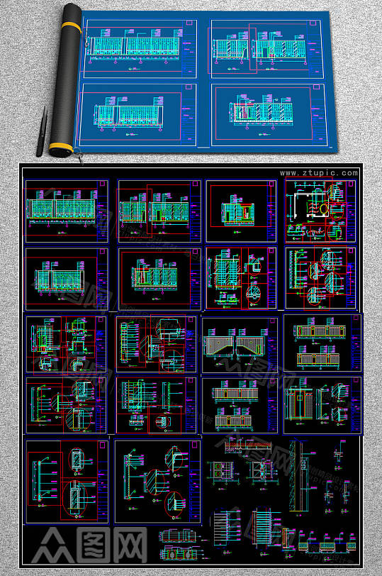 新款湿区CAD施工图-众图网