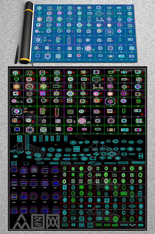 水刀拼花CAD素材-众图网