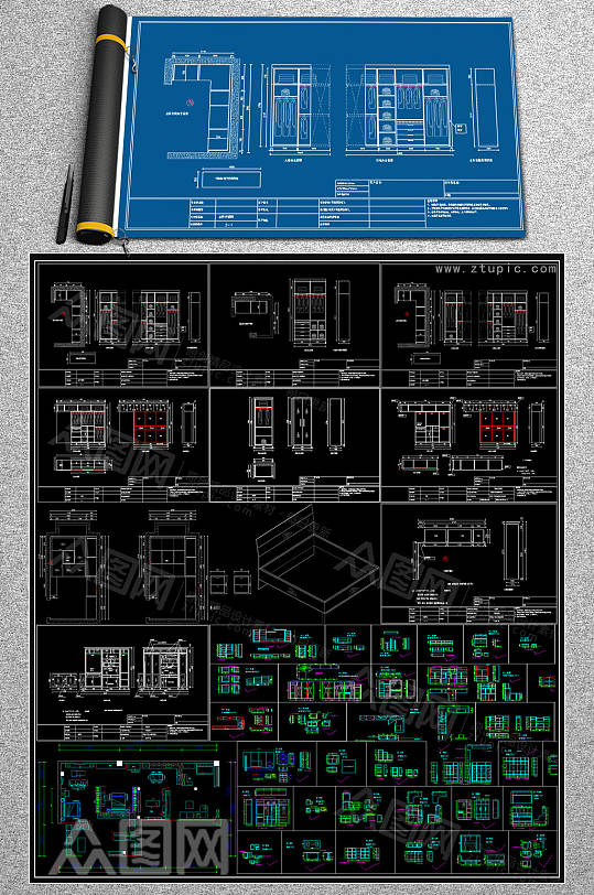 衣柜CAD效果图-众图网