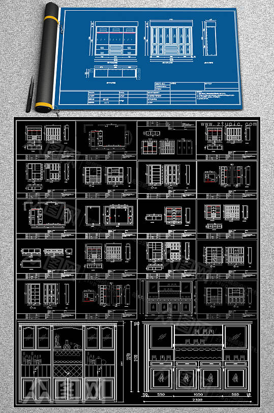 全套木柜CAD图纸-众图网