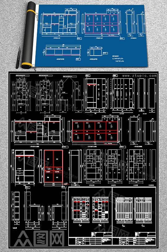 新款衣柜CAD施工图-众图网