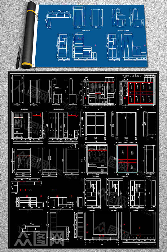2019衣柜CAD效果图-众图网