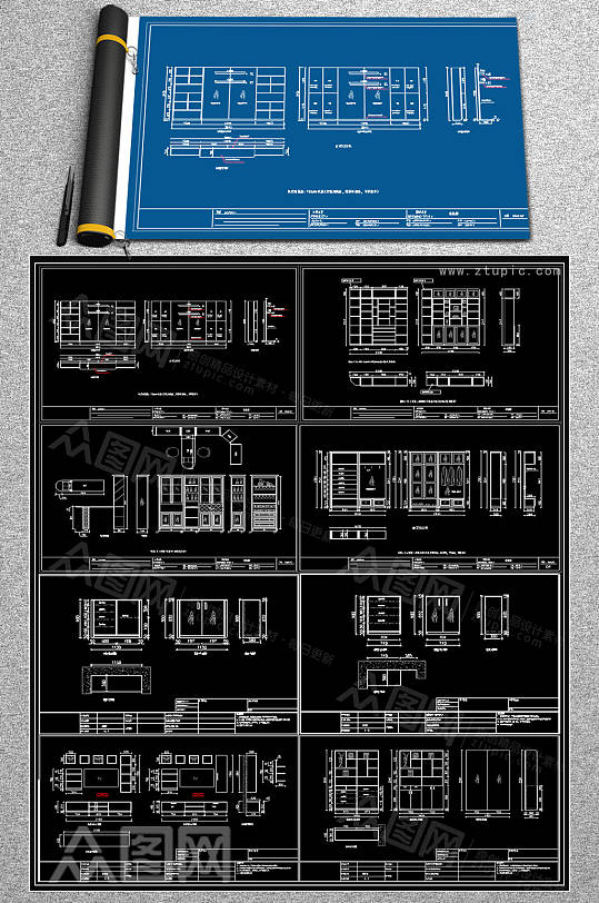 整套衣柜CAD大全.-众图网