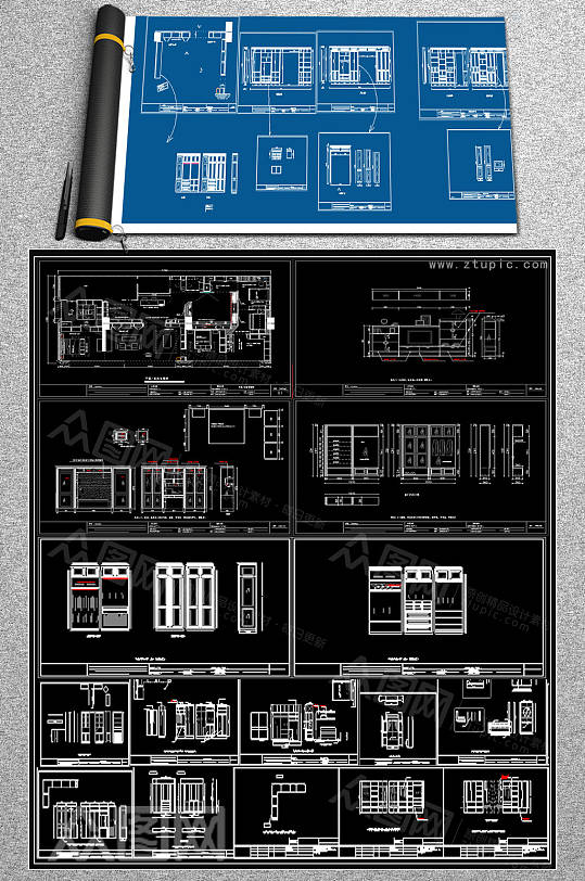 原创衣柜CAD图块-众图网
