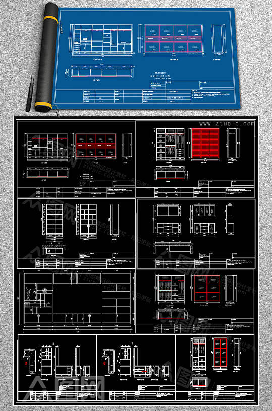 中式柜子CAD合集-众图网