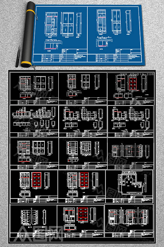 最新木柜CAD平面图-众图网