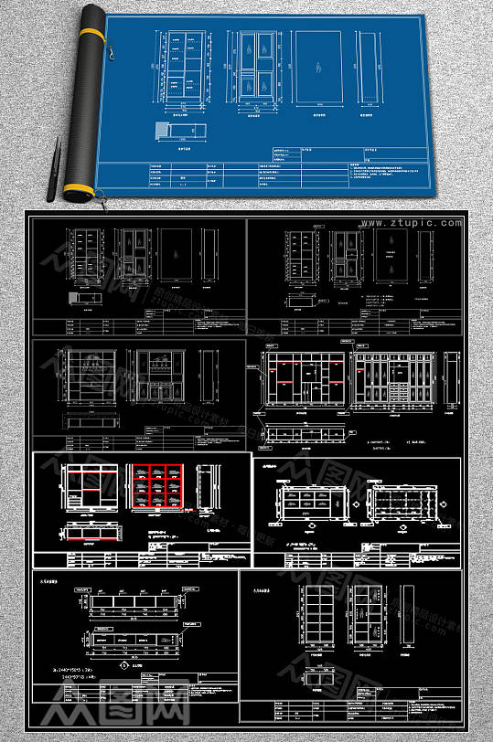 原创衣柜CAD平面图-众图网