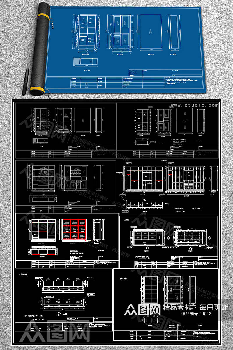 原创衣柜CAD平面图素材