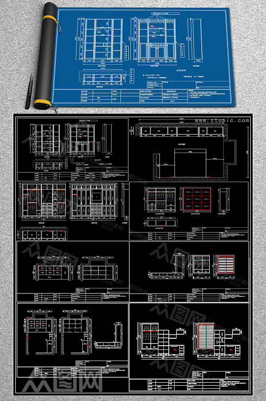 全套木柜CAD施工图-众图网