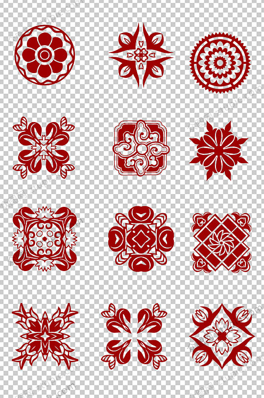 中式传统花纹png素材
