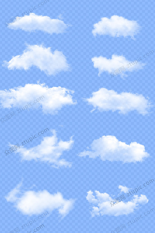 写实蓝天白云免抠素材-众图网