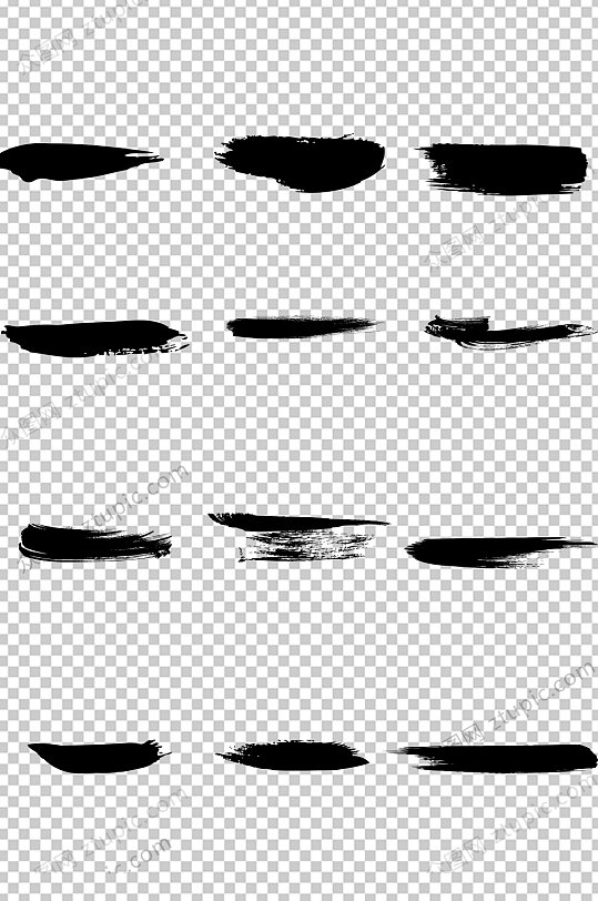 毛笔黑色笔触png素材-众图网