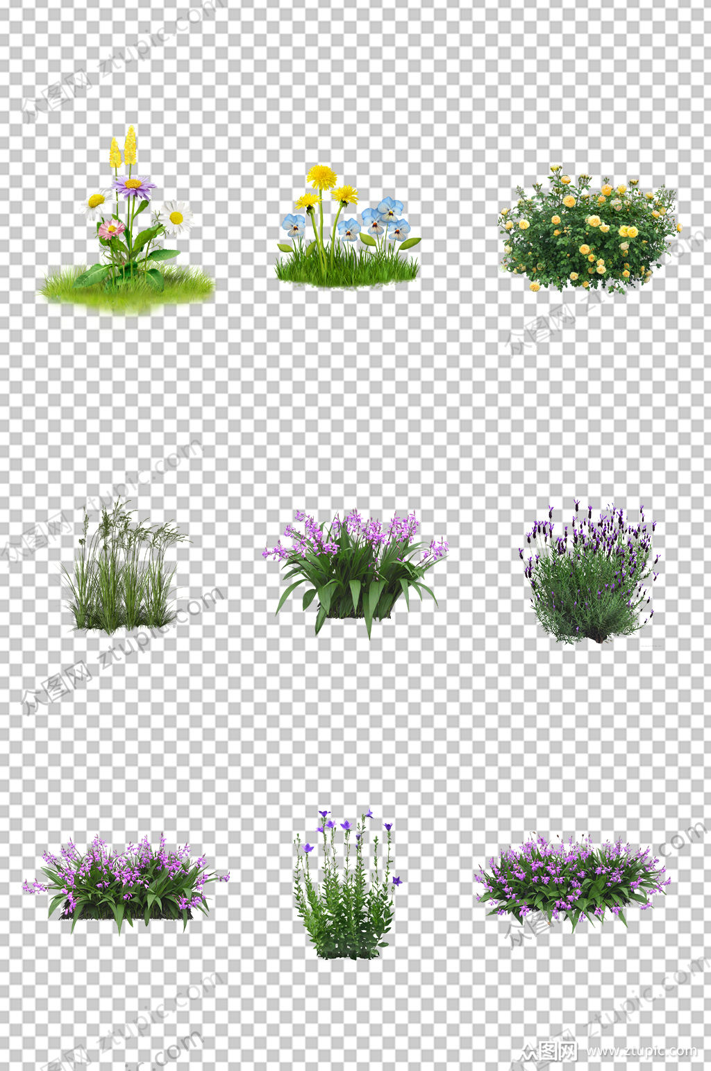 绿色写实花丛素材