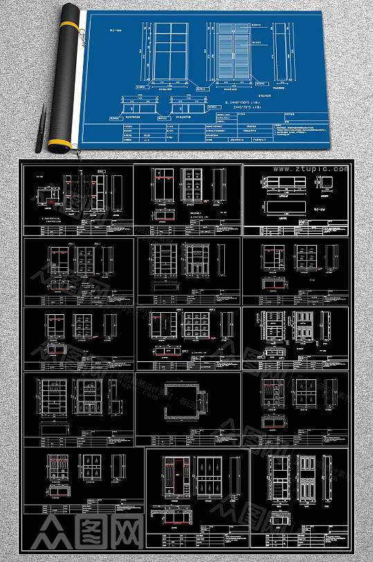 全套衣柜CAD素材-众图网