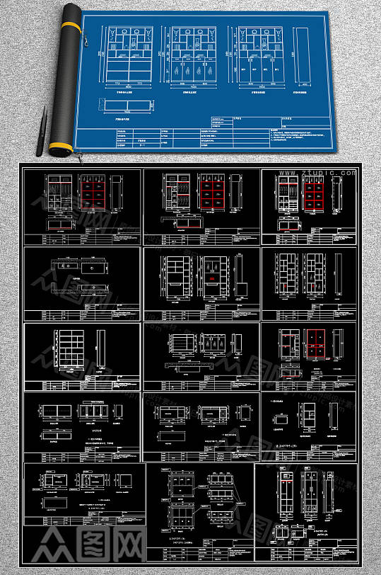 原创衣柜CAD大全-众图网