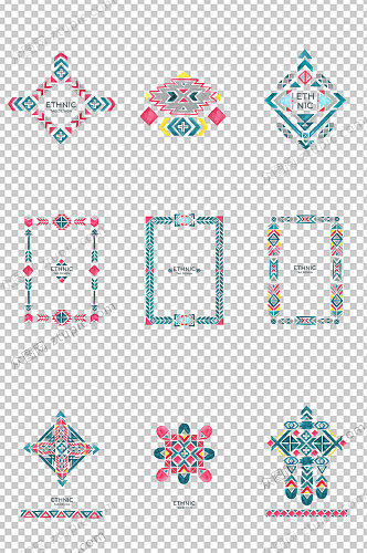 几何图腾手绘水彩素材
