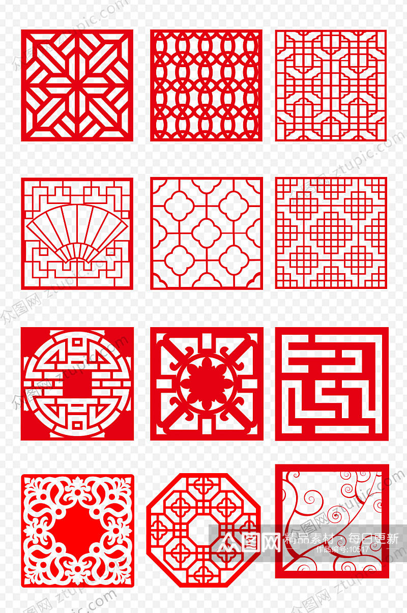 中式传统窗花素材
