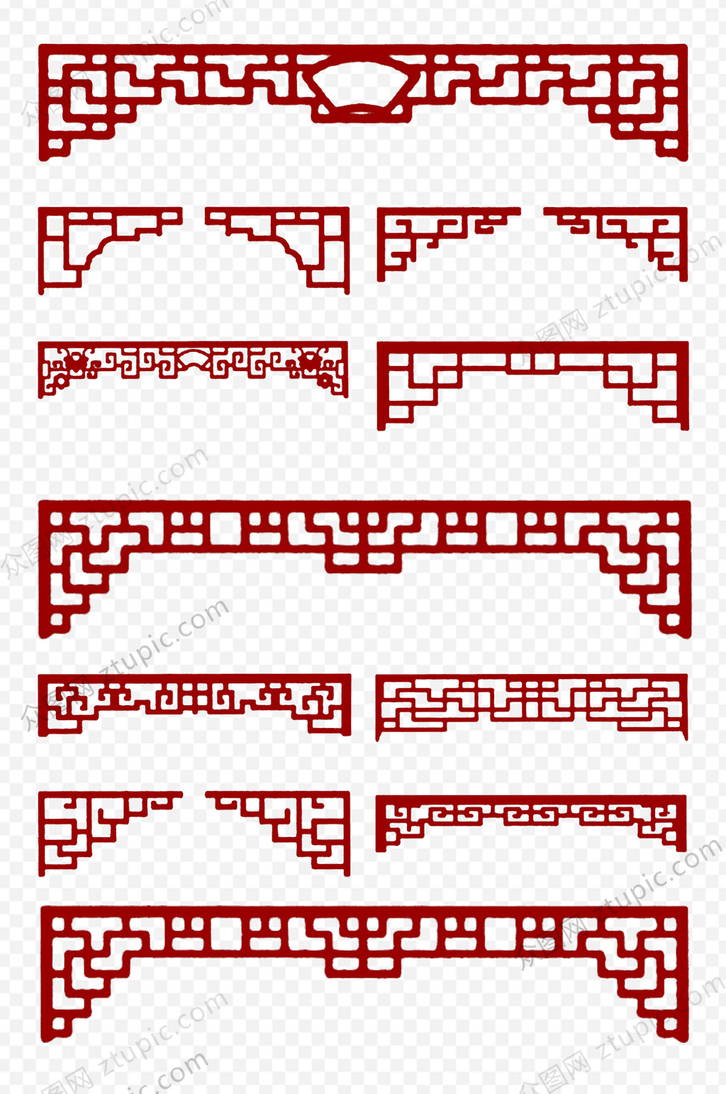 红色窗花边框素材