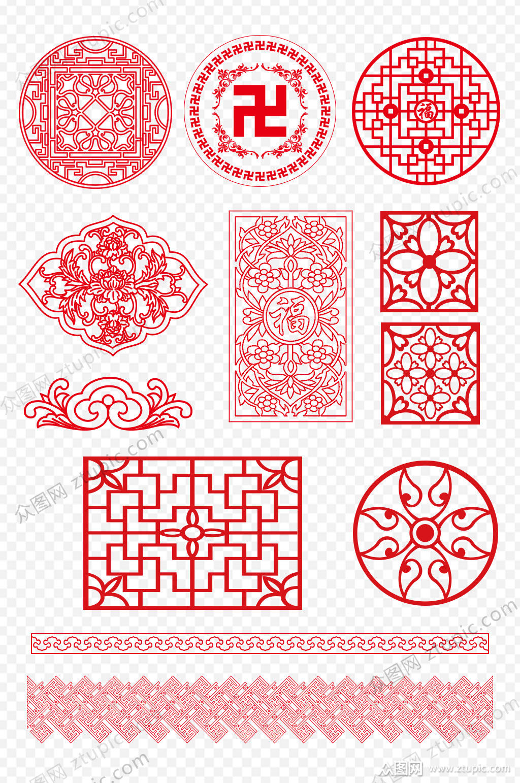 春节窗花剪纸模板下载-编号10549-众图网