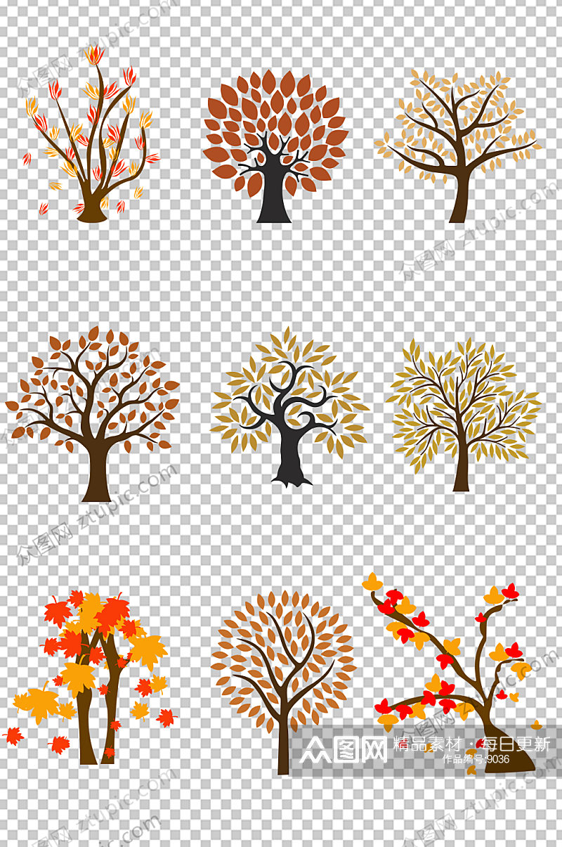 秋季元素树木PNG素材素材