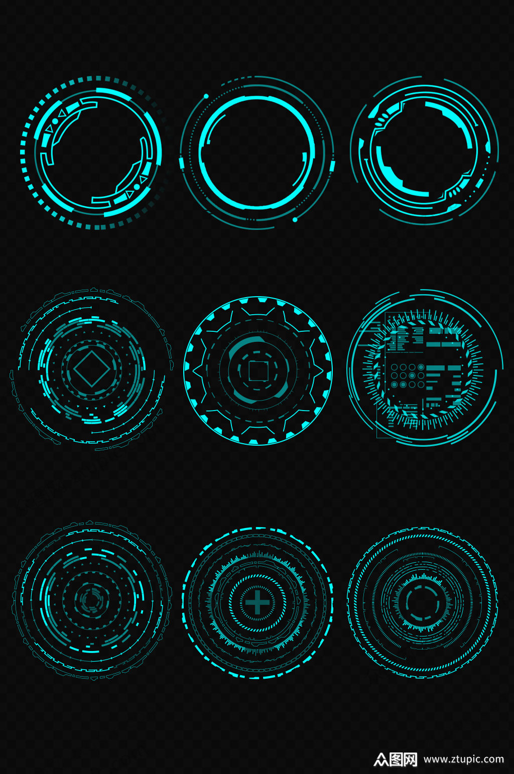 科技感图形免扣png元素