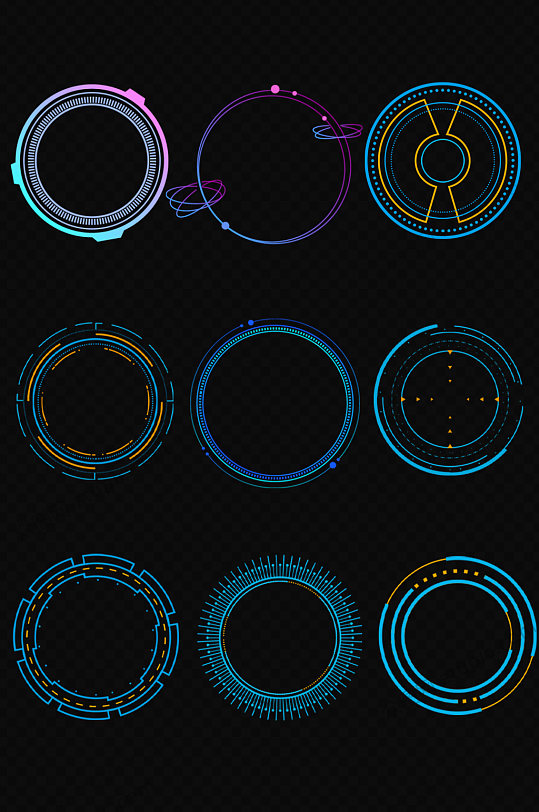 科技感光圈免扣png元素