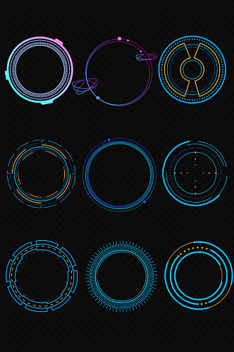 科技感光圈免扣PNG元素