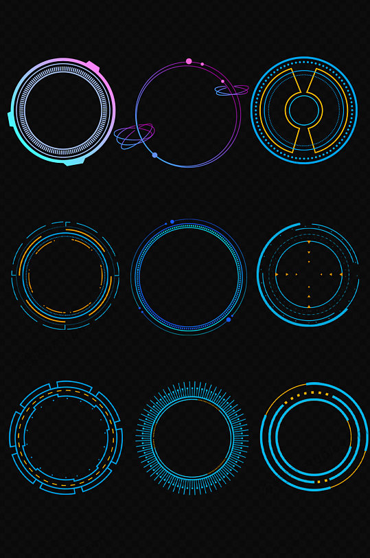 科技感光圈免扣PNG元素